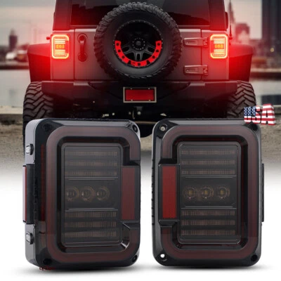 LED Tail Lights w/ Brake Reverse Turn Signal for Jeep Wrangler JK JKU 2007-2018 - Image 1 of 4