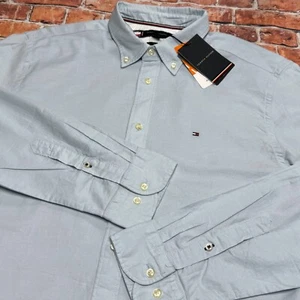Tommy Hilfiger Men's Thflex Regular-Fit Long Sleeve Blue Oxford Shirt XL - Picture 1 of 7