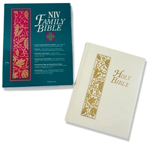 1984 Edition NIV Padded Family Bible in Box Antique White Vtg *NOS* Red Letter - Picture 1 of 24