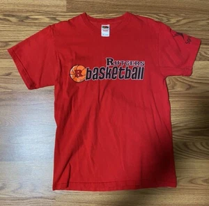 Medium Men’s Rutgers Basketball Gildan Cotton NCAA Vintage Shirt Scarlet Knights - Picture 1 of 5