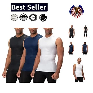 Men's High-Performance Sleeveless Compression Shirts - 3 Pack for Every Workout - Picture 1 of 9