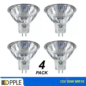 4 x 12V 50W MR16 Halogen Light Lamp Globes Bulbs with Glass Cover Gu5.3 Dimmable - Picture 1 of 3