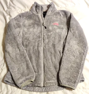 The North Face Women's Fleece Jacket Small Petite Gray Pink Breast Cancer Ribbon - Picture 1 of 14