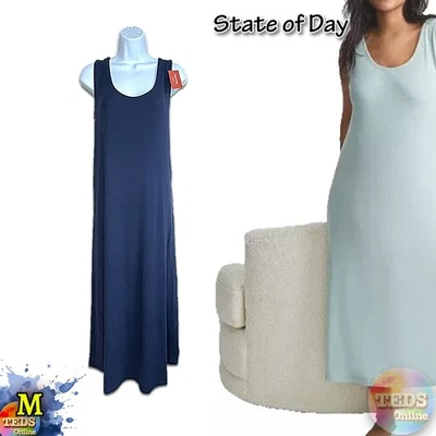 NWT State of Day Women's M Ribbed Modal Blend Tank Nightgown 100180157MS Navy - Image 1 of 4