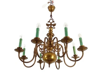 Flemish Dutch  Chandelier 8 Arms Lights Brass  Eagles Vintage Barn farmhouse sty - Picture 1 of 12