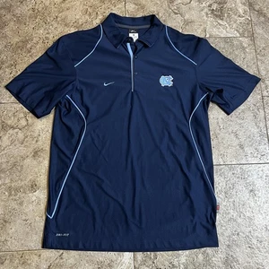 Nike Team North Carolina Tar Heels Polo Men's Medium Blue Dri-Fit Short Sleeve - Picture 1 of 8