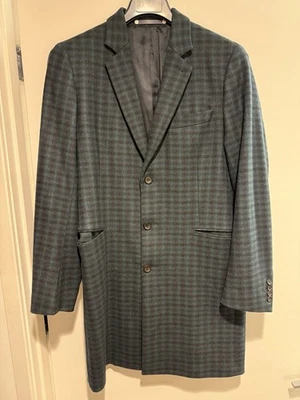 PAUL SMITH PS Men's Blue Green Check Fully Lined WOOL BLEND OVERCOAT Size M - Image 1 of 4