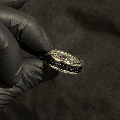 Anillo David Yurman Plata Esterlina 2 Filas Diamante Negro Banda Aerodinámica Talla 7 Foto 1 de 4