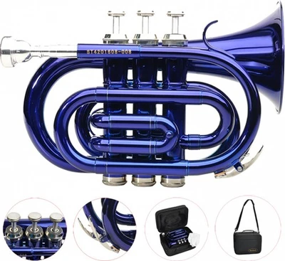 B-Ware Steinbach Bb- Taschentrompete in Blau mit Edelstahlventilen - Bestangebot - Bild 1 von 4