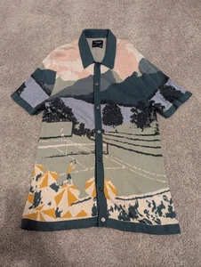 Cárdigan Abercrombie & Fitch Para Hombres M Tejido Camisa Tenis Partido Botón Verde Grueso - Imagen 1 de 7