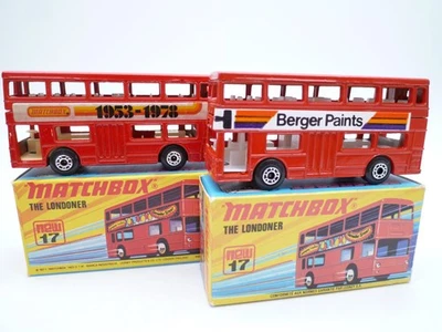VINTAGE MATCHBOX SUPERFAST No.17f DAIMLER LONDONER BUS x2 & ORIGINAL BOXES 1970s - Image 1 of 4