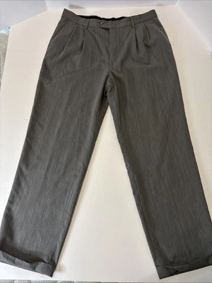 LINEA NATURALE - MEN'S 36 - GREY 100% WOOL DRESS PANTS - Image 1 of 4