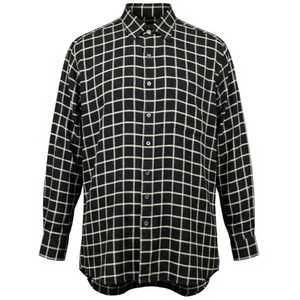 Camicia Ermenegildo Zegna Uomo 3XL Nero Misto Lino Manica Lunga Made in Italy NUOVA - Foto 1 di 11
