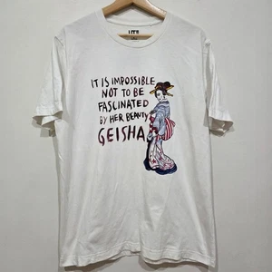 Uniqlo Nippon Omiyage Beauty Geisha Shirt Mens XL White Short Sleeve Crewneck - Picture 1 of 7