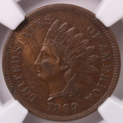 1869/69, Indian Head Cent., FS-301., Over Date., NGC VF-30., Store #GCI001 - Image 1 of 3