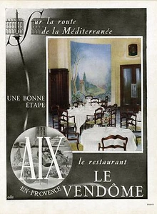 "RESTAURANT LE VENDÔME AIX-EN-PROVENCE" Annonce originale entoilée 1947 - Picture 1 of 1