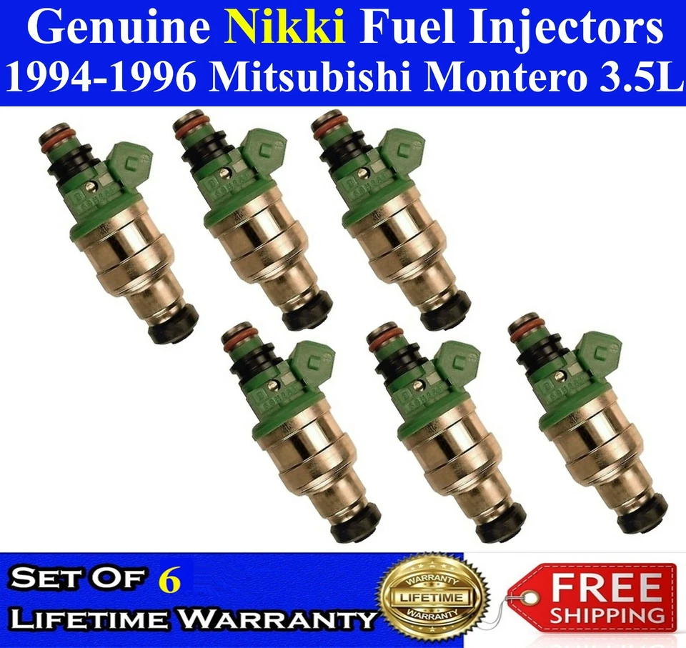 4-Hole Upgrades 6 OEM Nikki Fuel Injectors For 1994-1996 Mitsubishi Montero 3.5L - Image 1 of 1