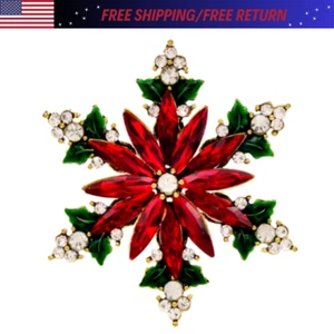 Sparkling Christmas Snowflake Brooch Delicate Rhinestone Badge Pin Fashion Women - Picture 1 of 16
