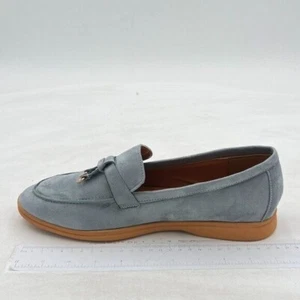 Grey Women Round Toe Loafers Slip On Chunky Heel Comfortable Formal Office Shoes - Picture 1 of 6