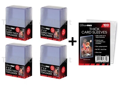 40 Ultra PRO 130pt Card Toploaders + 100 THICK SLEEVES Toploader Topload Loader - Image 1 of 4