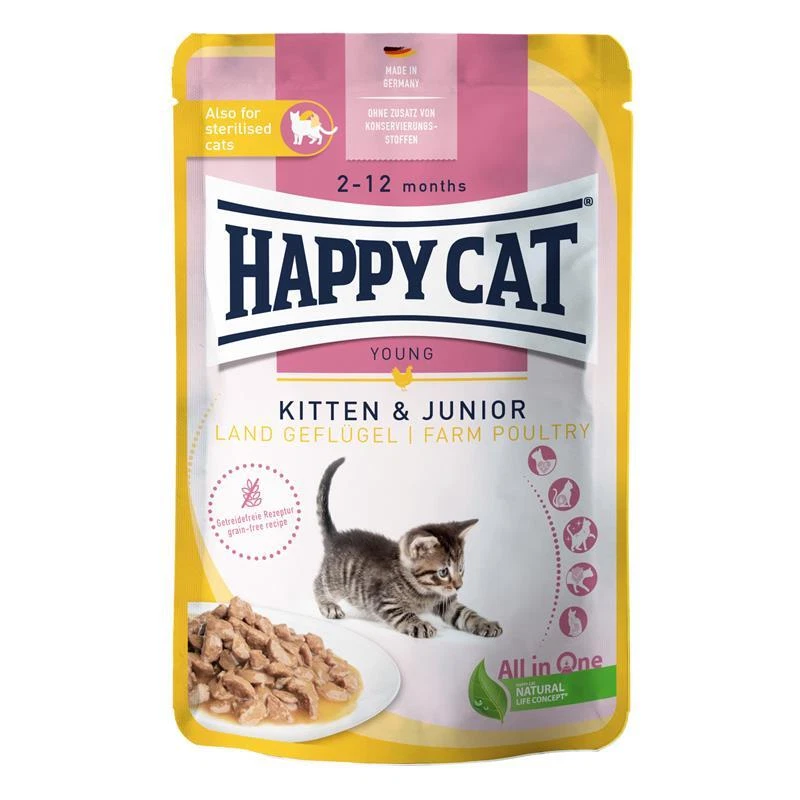 Happy Cat Young Meat in Sauce Kitten & Junior Land Geflügel | 20x 85g - Bild 1 von 1