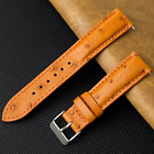 20mm Tan Orange Genuine Ostrich Leather Skin Watch Band Strap For Men Vintage