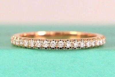 $2,750 Tiffany Co 18K Rose Gold Soleste Round Diamond Half Eternity Wedding Band - Image 1 of 4