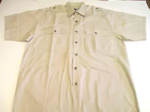 Michael Austin Rugged Wear Shirt Men XL Beige Military Button Up Short Sleeves - Picture 1 of 10