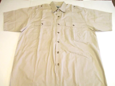 Michael Austin Rugged Wear Shirt Men XL Beige Military Button Up Short Sleeves - Image 1 of 4