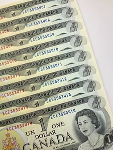 One 1973 Canada 1 Dollar Uncirculated Banknote ECE Crow Bouey Z626 - Picture 1 of 11