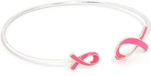 Damen Rosa Band Brustkrebs Bewusstsein Manschette Armband Schmuck-Rhodium - Bild 1 von 1