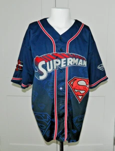 Vintage Warner Bros Superman besticktes blaues Baseball Trikot Größe XL - Bild 1 von 6