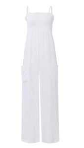 Women's Pant Rompers Solid Color Suspender Loose Casual Jumpsuit Holiday L - Picture 1 of 3
