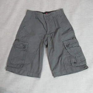 QuikSilver Cargo Shorts Boys Size 25 Gray Logo Button Pockets Skater Casual - Picture 1 of 13