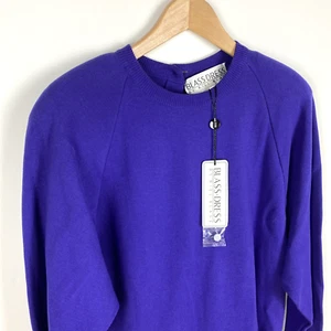 Bill Blass Women's Medium Sweater Dress Vintage 80s 90s Blueberry Purple Teacher - Picture 1 of 12