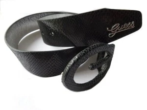 Guess Women's 1 1/2" Snake g Buckle Belt Black New Small - Picture 1 of 11