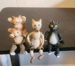 Lote De 3 Gato Cuidador Estante Antropomórfico WMG De Colección 2004 Una Cola Falta - Imagen 1 de 11