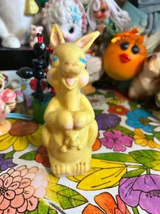 Vintage Baby World Squeaky Squeak Toy-Baby Toy Kangaroo Mommy & Baby 5” - Picture 1 of 6