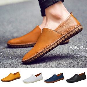 New Moccasin Leather Mens Smart Casual Shoes Driving Slip on Designer Loafers