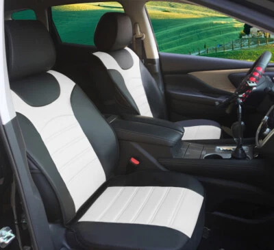 Fundas de cojín de asiento de cuero sintético blanco compatibles para vehículos Mercury Foto 1 de 3