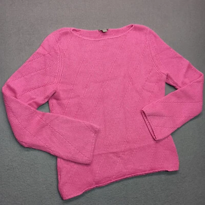 Suéter Ann Taylor 100 % cachemir para mujer suéter tejido rosa medio suave diagonal Foto 1 de 4