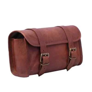 Goat Leather Motorcycle Strap Buckle Closure Tool Bag Genuine Vintage Brown Best - Picture 1 of 8