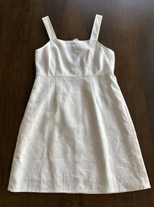 J Crew Squareneck A-Line Dress Stretch Linen Blend White Women's Sz 6 NWT $158 - Picture 1 of 11