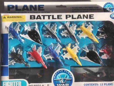 KIDS TOY BATTLE PLANE FIGHTER AIRPLANE JET (12) PCS BOX SET - Image 1 of 2