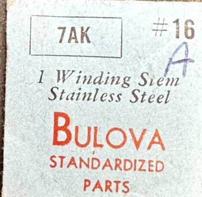 Genuine Bulova Standardized Part 7AK #16 WINDING STEM   22 - Image 1 of 2