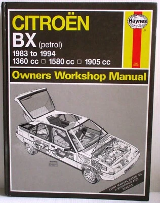 Haynes Citroen BX Gasolina 1983-1994 / 1360cc 1580cc Dueños Manual de Taller 244 - Imagen 1 de 4