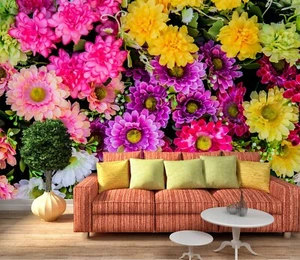 3D Bright Flowers S1137 Wallpaper Mural Self-adhesive Removable Sticker Kids Pa - Picture 1 of 11