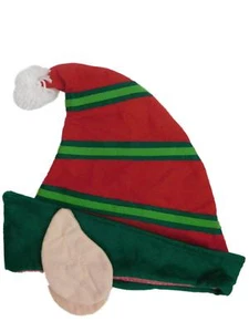 Adults Mens & Womens Red & Green Felt Christmas Elf Ears Santa Claus Hat - Picture 1 of 1