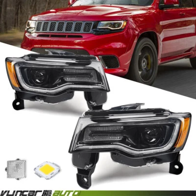 For 2017-2021 Jeep Grand Cherokee HID/Xenon Black Headlights Lamps LED DRL LH RH Foto 1 de 4