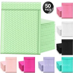 50 Pcs Multi-Color Shipping Envelopes Bubble Packaging Small Business Packing Ba - Picture 1 of 33